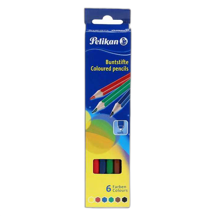 مداد رنگی 6 رنگ پلیکان کد 405913 جعبه مقوایی